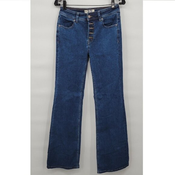 We The Free Women Blue High Rise Flare Button Fly Jeans Size 27 - Picture 1 of 10